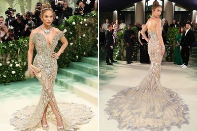 J. Lo Arrives At Met Gala Wearing Silver See-Through Dress She Said Would Leave Her “Barely” Able To Walk