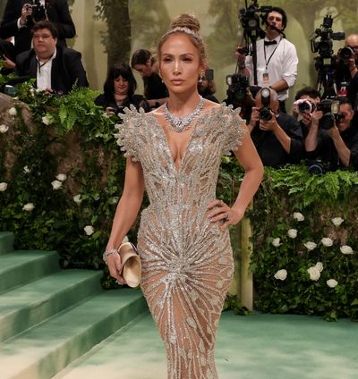 Jennifer Lopez Dazzles in a Schiaparelli Naked Dress at the Met Gala