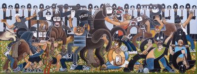 Guernica-style battle of Orgreave painting stars in miners’ strikes exhibition