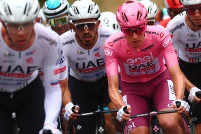 Jury threatens Tadej Pogačar with Giro d’Italia disqualification over Castelli two-tone maglia rosa skinsuit with purple shorts
