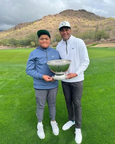 Tony Finau And Son Celebrate Victory On The Course