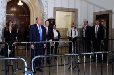 Donald Trump Heads To Manhattan Courthouse For Hush Money Trial