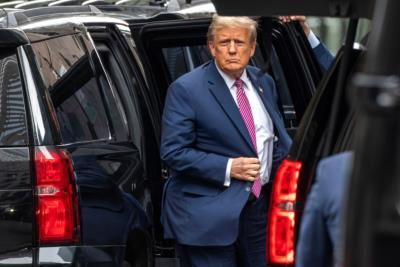 Donald Trump Arrives At Manhattan Courthouse For Hush Money Trial
