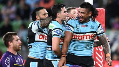 Sharks cement top spot with rare NRL win in Melbourne