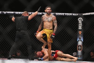 UFC on ESPN 56 Performance of the Night: Best photos from Diego Ferreira’s TKO of Mateusz Rebecki