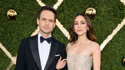 Troian Bellisario and Patrick J. Adams' outdoor living room offers a rustic-chic twist on this enduring summer trend