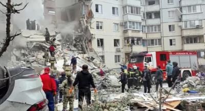 Russian Apartment Block Collapses Amid Ukrainian Shelling