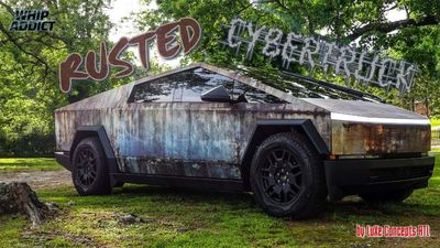 Check Out This Tesla Cybertruck Wrapped In Rust