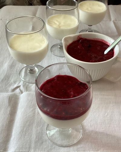 Rachel Roddy’s recipe for panna cotta with (frozen) fruit compote