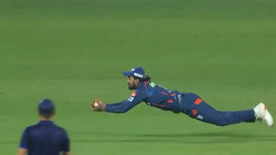 Watch: KL Rahul takes a fine diving catch on second attempt to send Shai Hope back