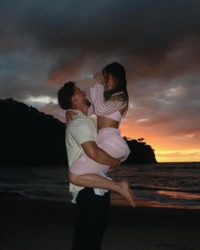Whitney Simmons And Husband Embrace In Romantic Beach Sunset Moment