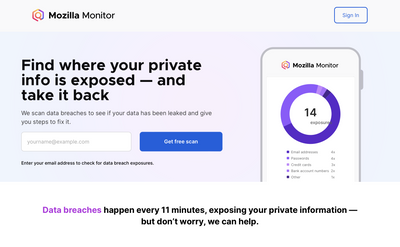 Mozilla Monitor Plus data removal service review
