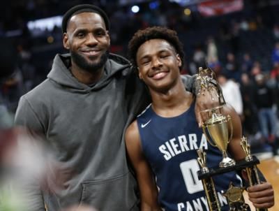 Lebron James Watches Son Bronny At NBA Draft Combine