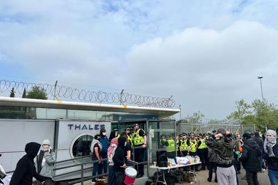 Police clash with pro-Palestine activists at Glasgow arms sale protest