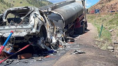 1 person has died and another is hurt after a fiery tanker truck crash in Colorado