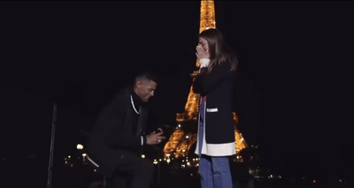 Video: Patchy Mix surprises Tatiana Suarez with proposal at Eiffel Tower