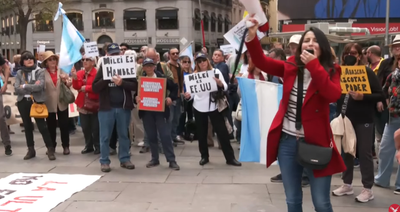 Watch: Spanish protesters rally against meeting of far-right leaders ahead of EU elections
