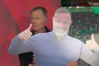 Watch as Chris Sutton trolls Rangers hero Boyd with giant Celtic cardboard cut-out