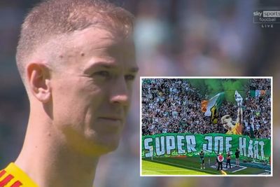 Emotional Joe Hart holds back tears as touching Celtic banner tribute unveiled