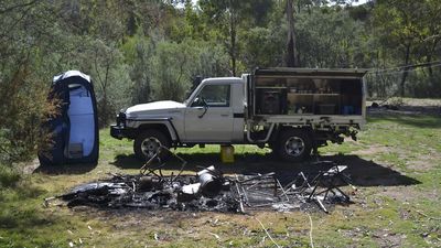 Campers stumbled across burnt-out campsite, jury told