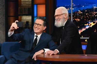 David Letterman And Stephen Colbert Share A Joyful On-Set Moment