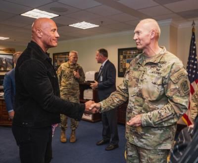 Dwayne Johnson Meets General Randy George: A Respectful Exchange