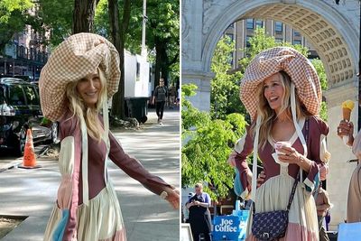 “Wearing A Diaper Bag As A Hat”: Fans Can’t Get Over Sarah Jessica Parker’s Hat From AJLT Set