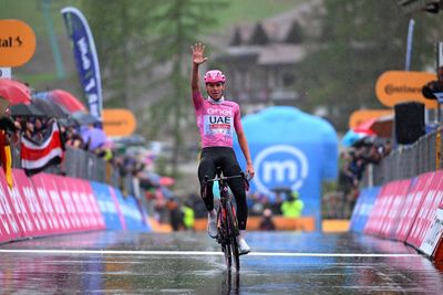 Tadej Pogačar wins in the rain on Monte Pana on stage 16 of Giro d’Italia