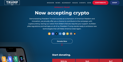 Donald Trump's 2024 Campaign Team Announces It Now Accepts Crypto Donations