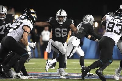 Raiders OL Dylan Parham practicing at right guard during OTAs