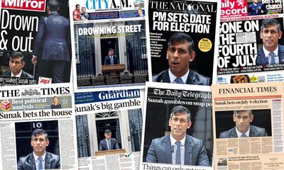 ‘Drowning Street’: what the papers say as Rishi Sunak makes his election announcement