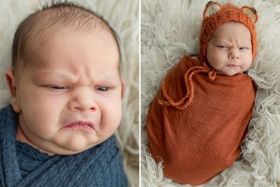 Newborn Grumpy Baby Breaks The Internet With Squishy Cheeks, Zero Smiles, And All Sass