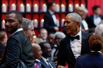 Barack is back! Obama stops by Biden’s lavish state dinner for Kenyan president