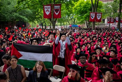 Hundreds of Harvard students walk out of graduation ceremony in Gaza protest