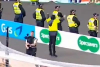 Watch hilarious moment steward celebrates Celtic winner against Rangers