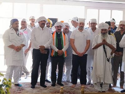 Rahul Gandhi visits Gurdwara Qila Baba Bedi Sahib in Himachal Pradesh's Una