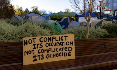 Pro-Palestine protesters at ANU move campus camp by 50 metres ahead of noon deadline