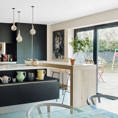 This Kent family home uses a pastel palette to soften the modern new-build