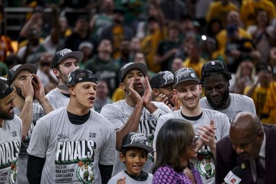 PHOTOS: Boston Celtics celebrate sweeping Eastern Conference finals in Indianapolis