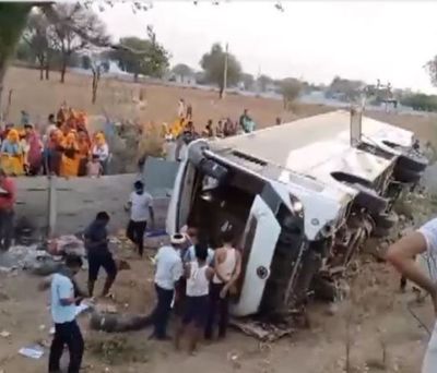 Rajasthan: A bus overturned on Delhi-Mumbai Express Highway in Dausa; around 2 dozens people are injured