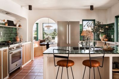 Before and After — This Spanish-Style Cali Kitchen Was Re-Imagined With a Bold Tiled Countertop