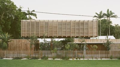 Behind the timber façade of a Byron Bay house in Australia