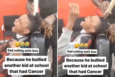 Viral Twitter Vid Shows Dad Shaving His Son’s Head After He Bullied A Kid With Cancer