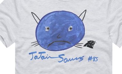 You can buy Ja’Tavion Sanders’ incredible rendering of Panthers’ logo on a t-shirt!