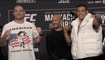 UFC 302 video: Sean Strickland, Paulo Costa show respect while fans chant during press conference faceoff