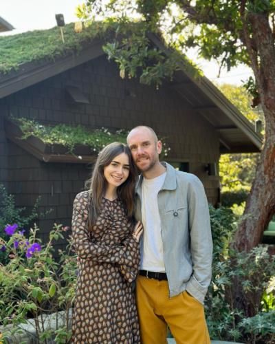 Lily Collins And Partner Radiate Casual Elegance In Sweet Moment