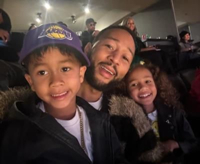 John Legend Bonds With Kids Courtside At Basketball Game