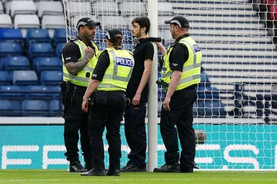 Protester ties themselves to Hampden goalpost to delay Scotland-Israel qualifier