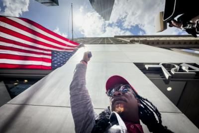 Trump Supporters Display Upside-Down Flags In Protest