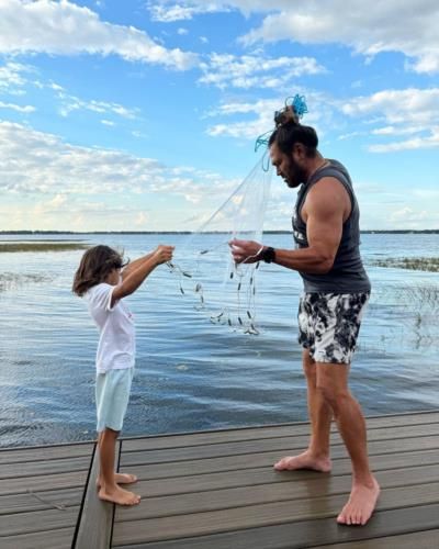 Johnny Damon And Son Bonding Over Fishing By The Lake